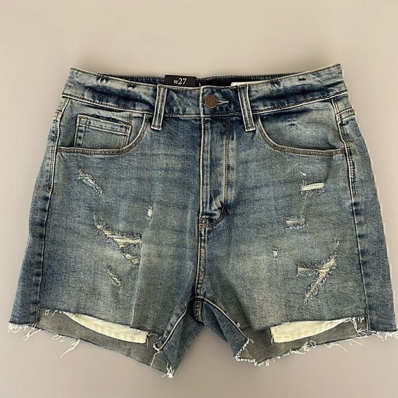 NWOT Treasure & Bond Foster Boyfriend High Rise Distressed Jean Short Size 27 - Picture 2 of 9
